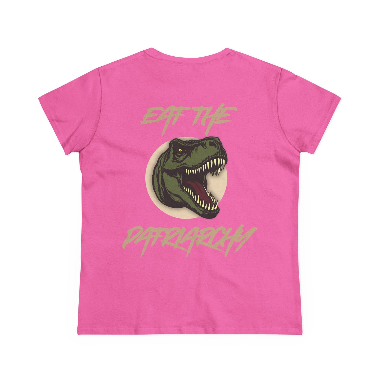 Eat the Patriarchy: Women's Midweight Cotton Tee with T rex 'Eat the Patriarchy' Design