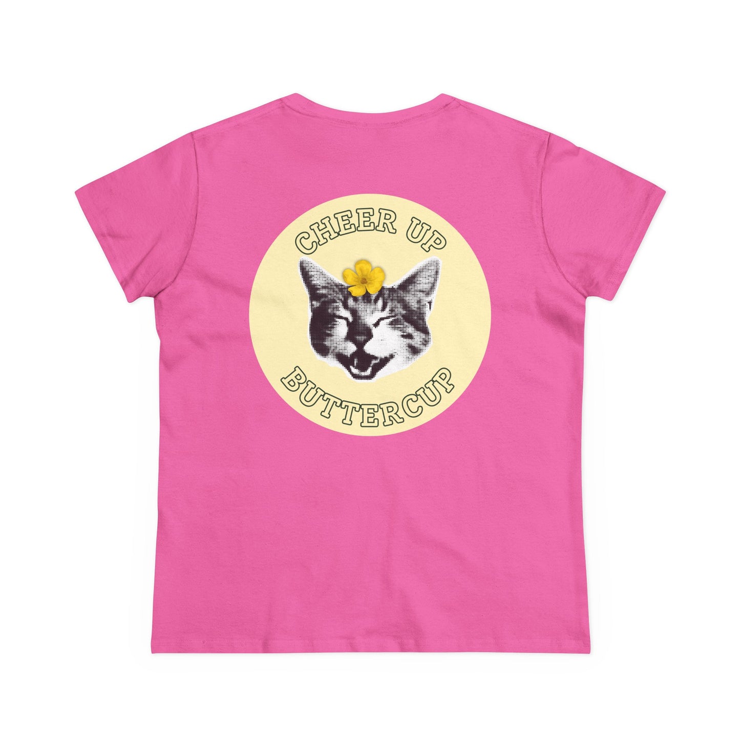 Cheer Up Buttercup Cat Women's Midweight Cotton Tee