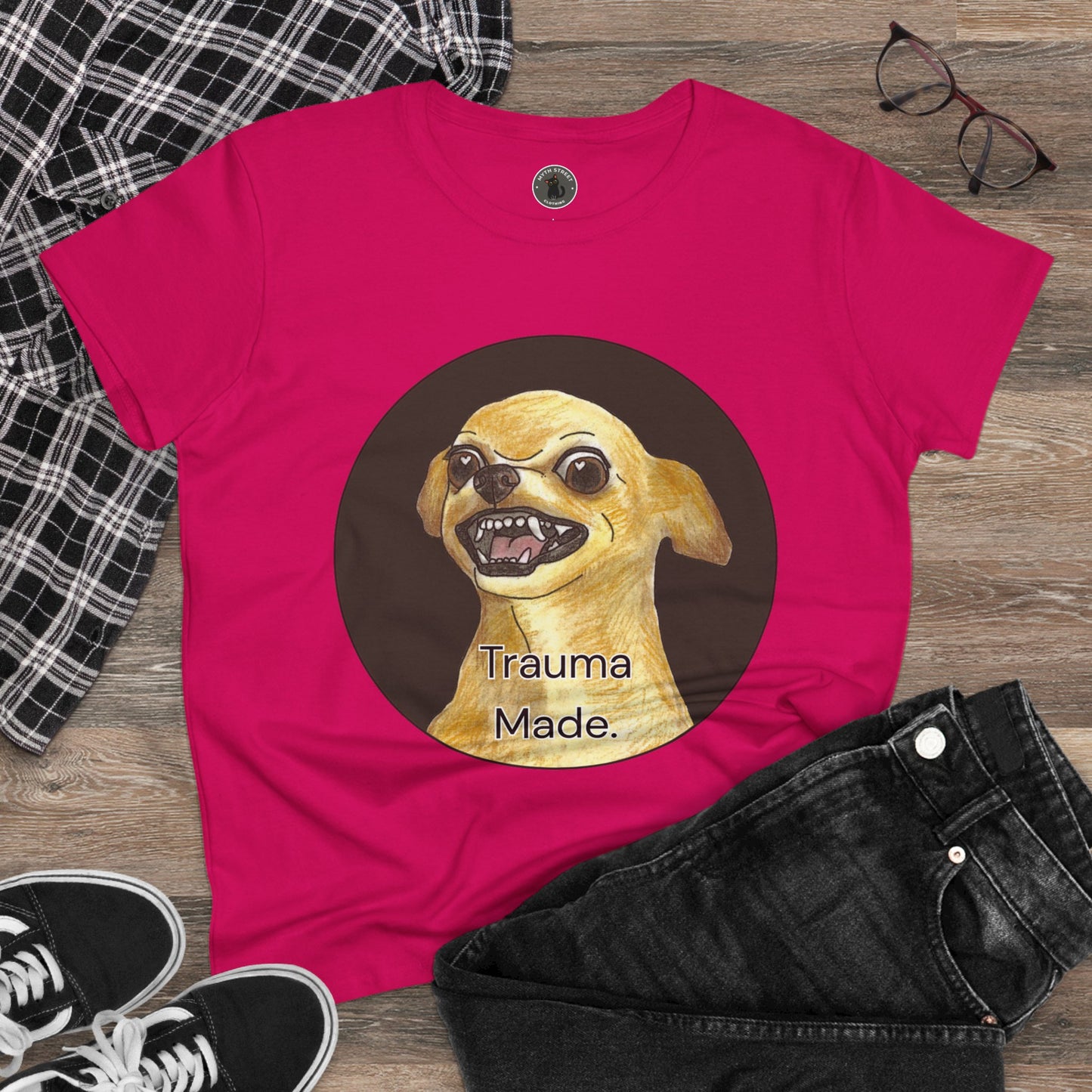 Women's Tee - Chihuahua 'Trauma Made' Growling Shirt