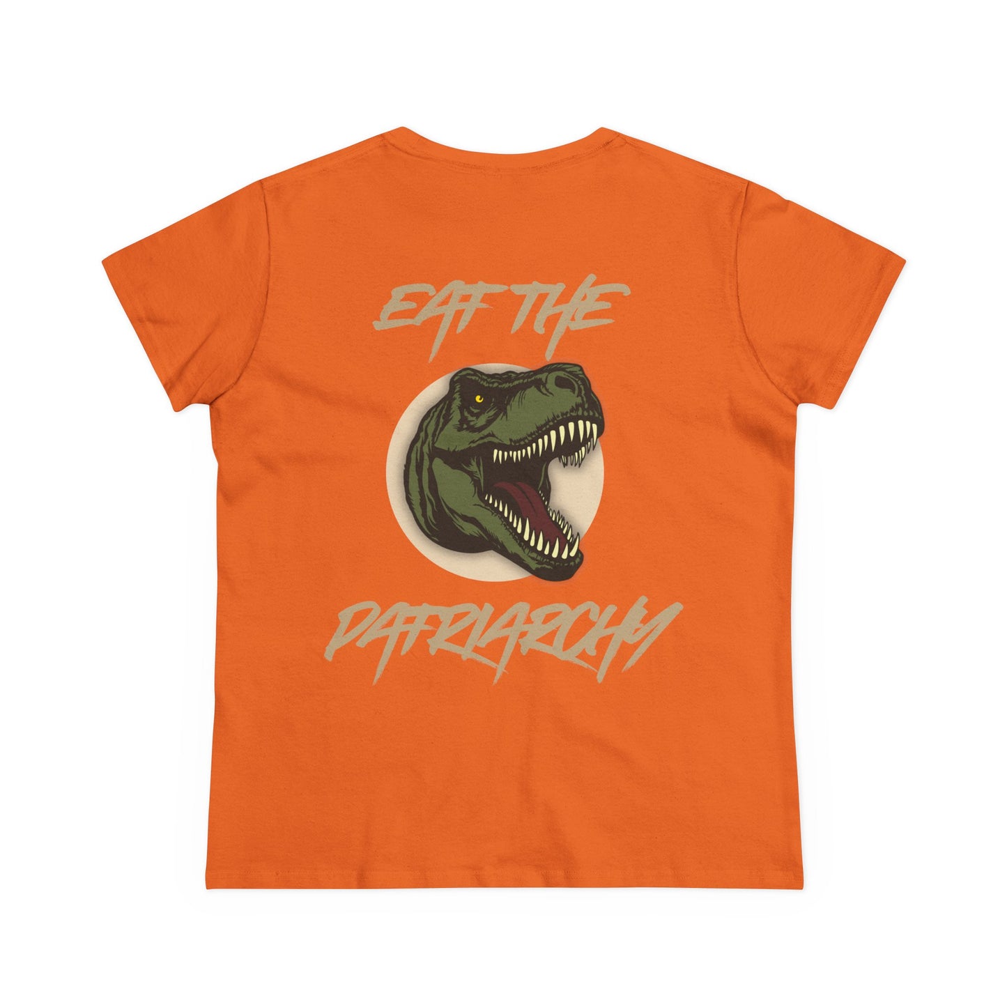 Eat the Patriarchy: Women's Midweight Cotton Tee with T rex 'Eat the Patriarchy' Design