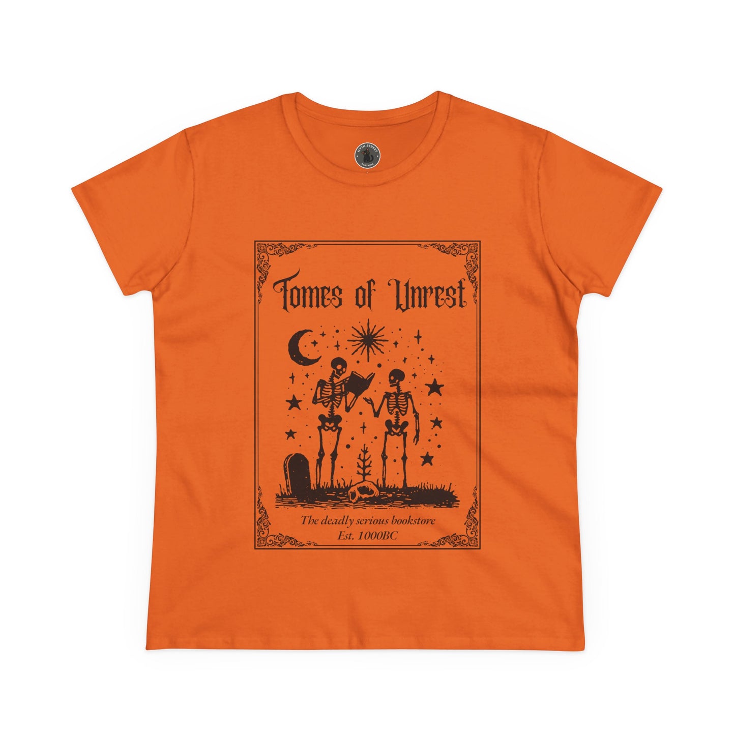 Tomes of Unrest Skeleton Bookstore Women's Tee