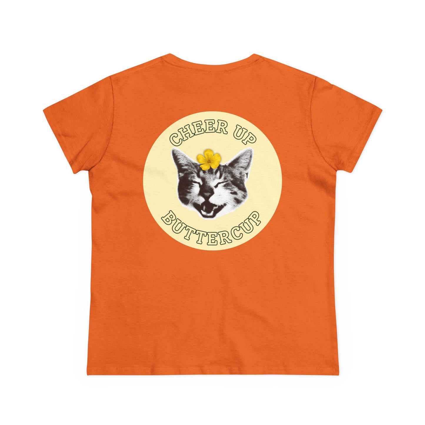 Cheer Up Buttercup Cat Women's Midweight Cotton Tee
