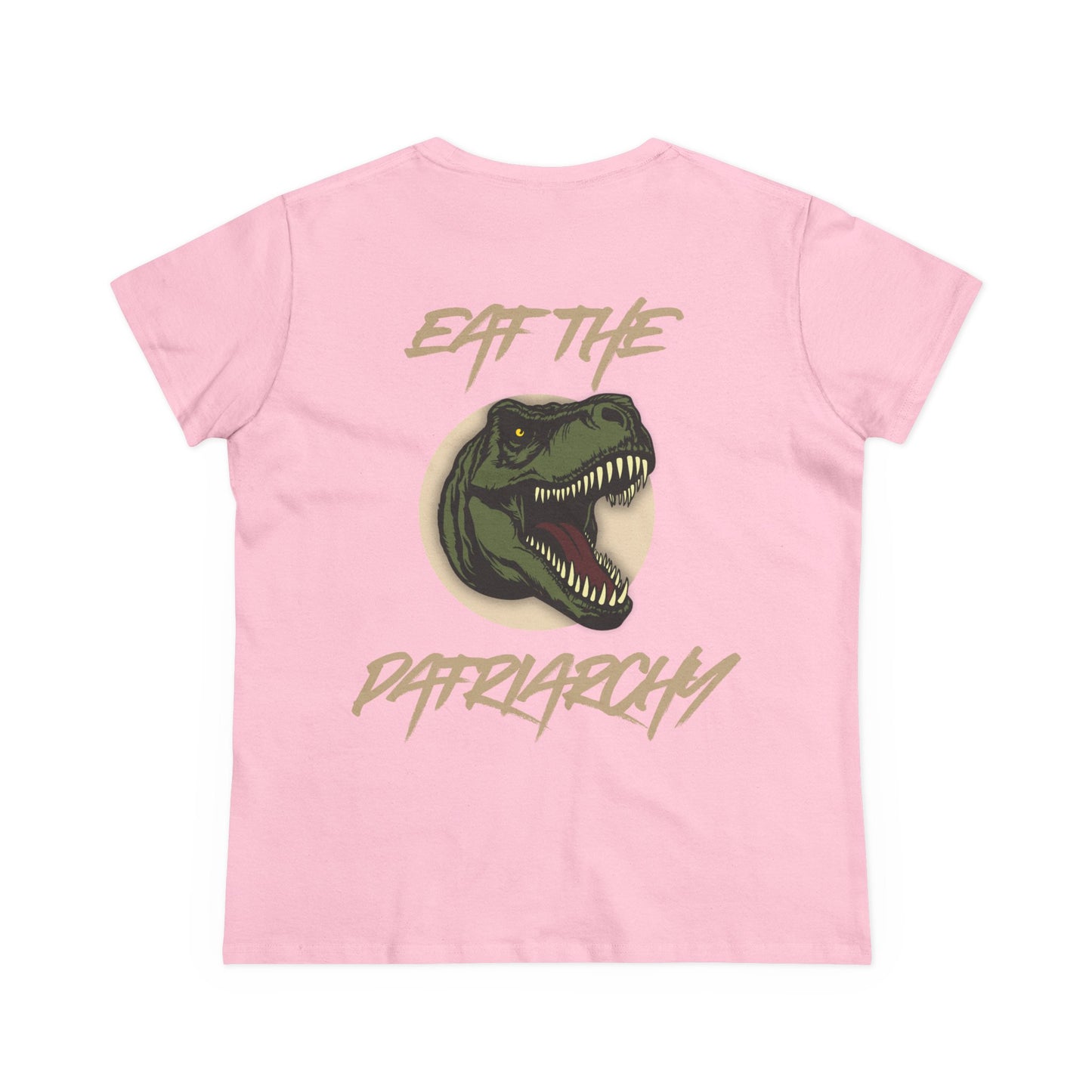 Eat the Patriarchy: Women's Midweight Cotton Tee with T rex 'Eat the Patriarchy' Design