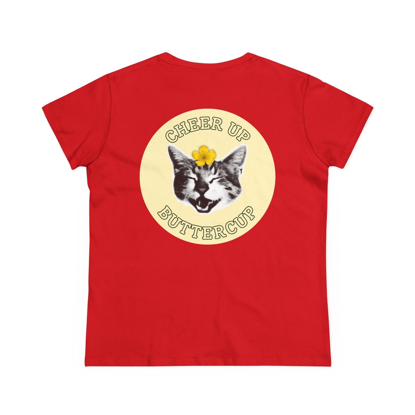 Cheer Up Buttercup Cat Women's Midweight Cotton Tee