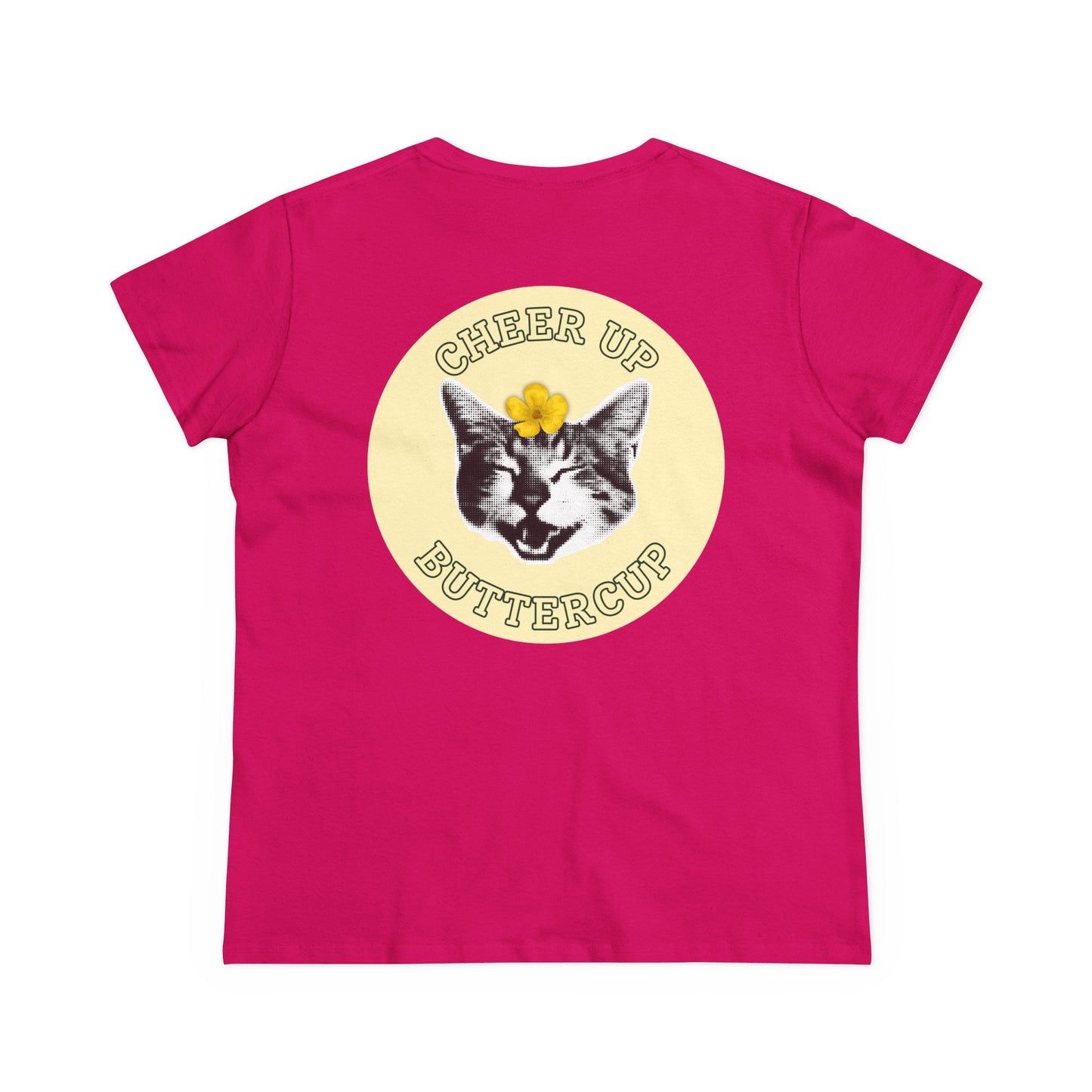 Cheer Up Buttercup Cat Women's Midweight Cotton Tee