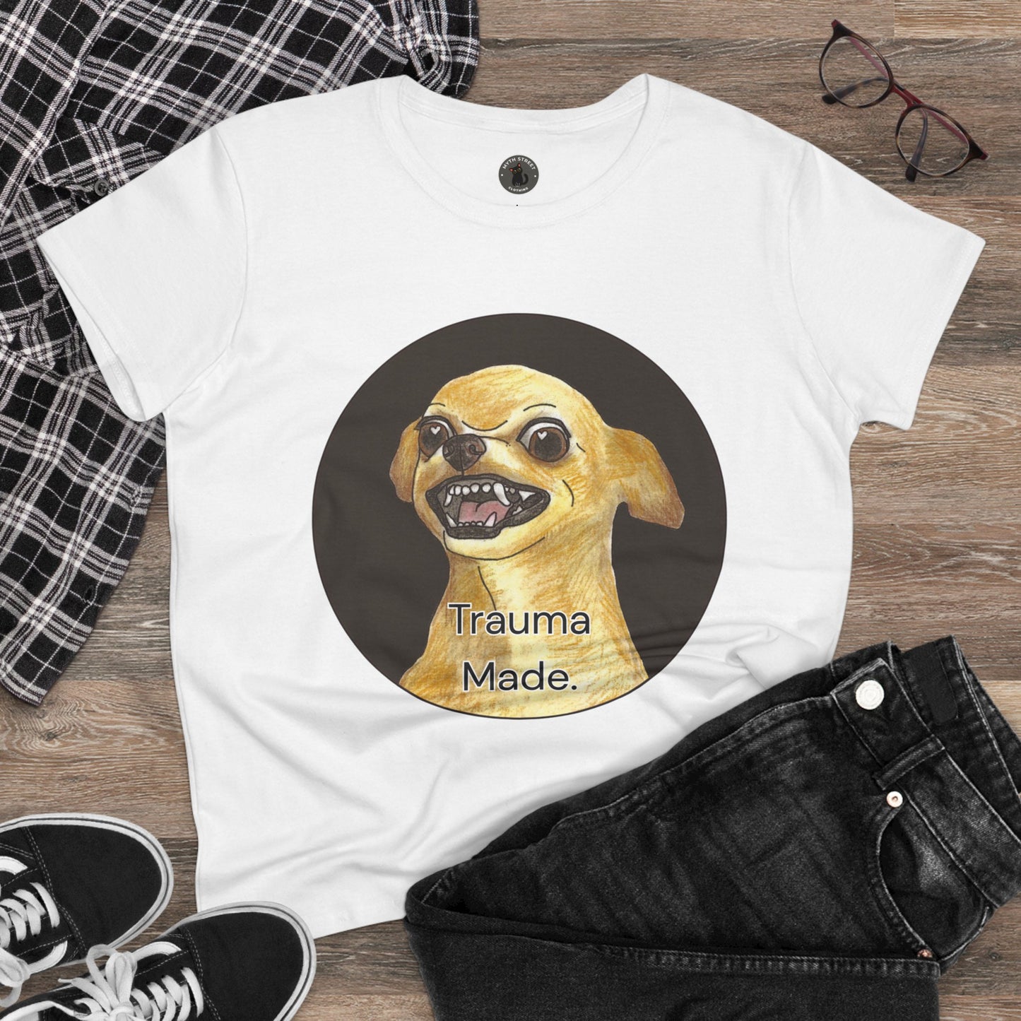 Women's Tee - Chihuahua 'Trauma Made' Growling Shirt