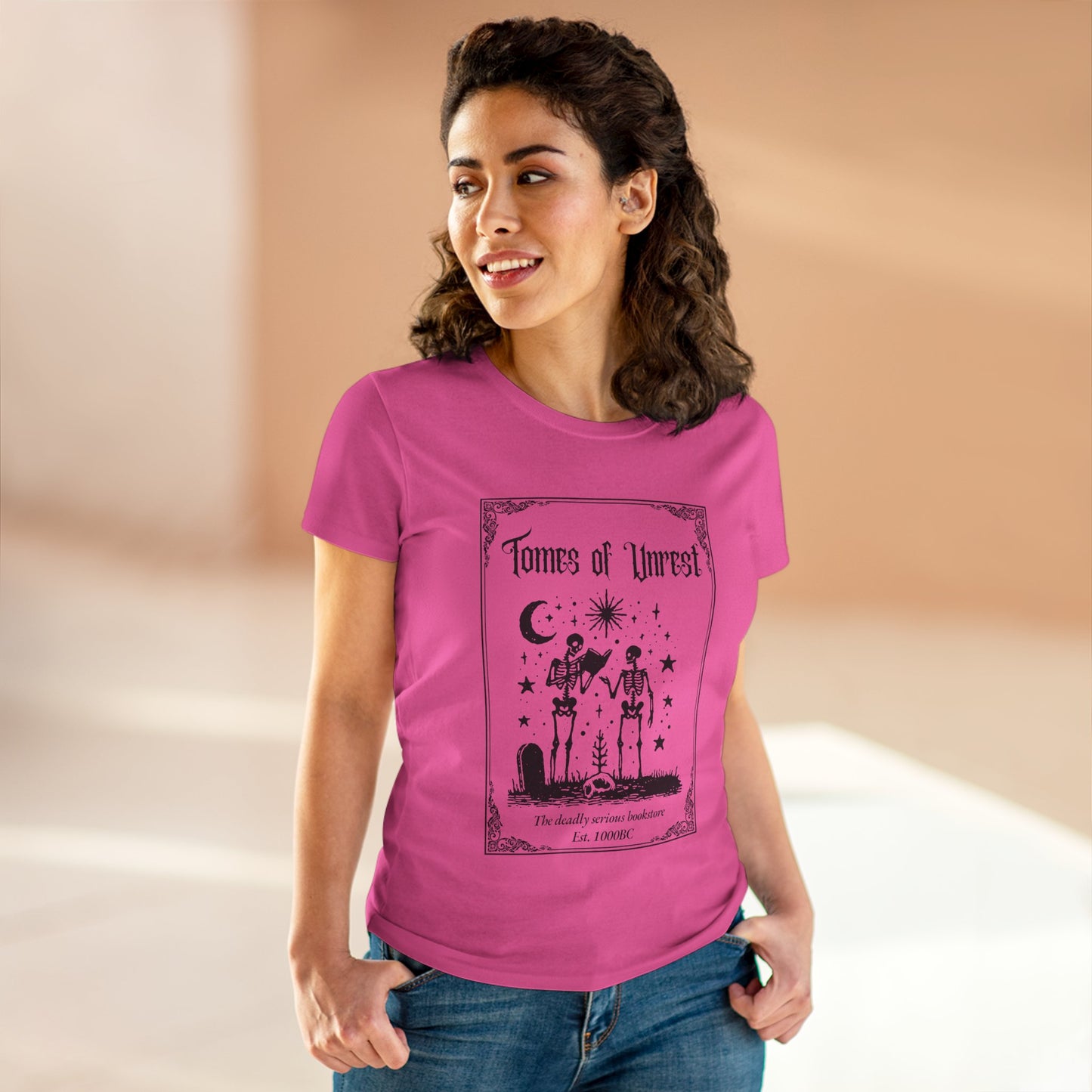 Tomes of Unrest Skeleton Bookstore Women's Tee