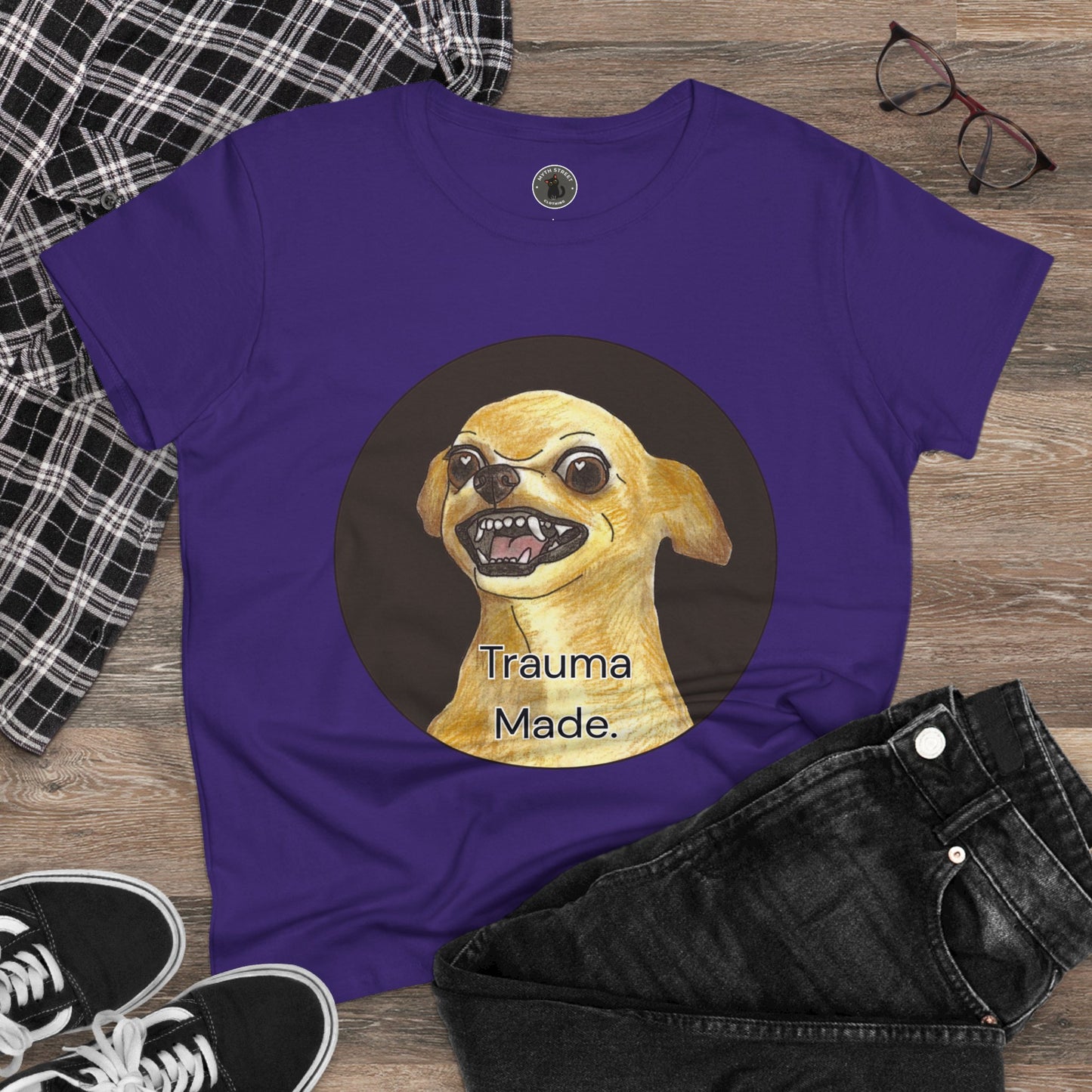 Women's Tee - Chihuahua 'Trauma Made' Growling Shirt