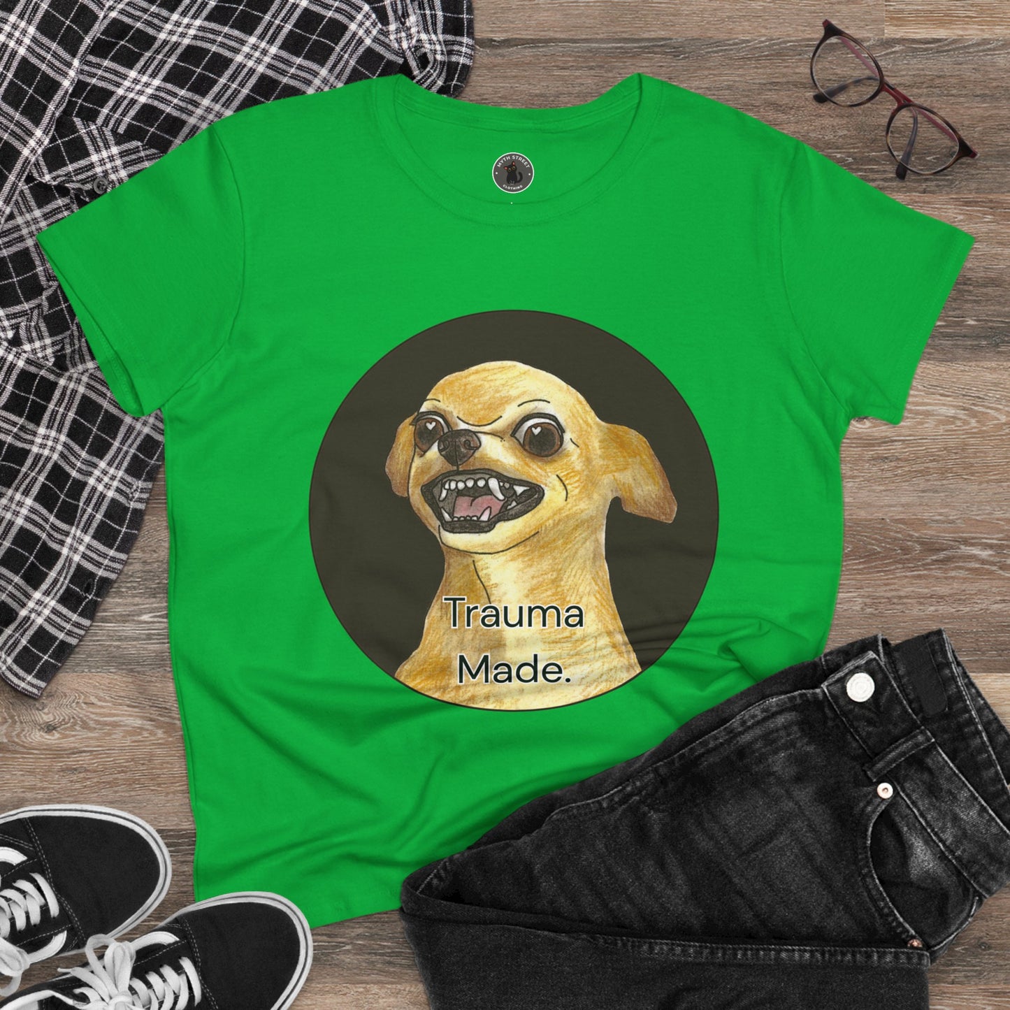 Women's Tee - Chihuahua 'Trauma Made' Growling Shirt