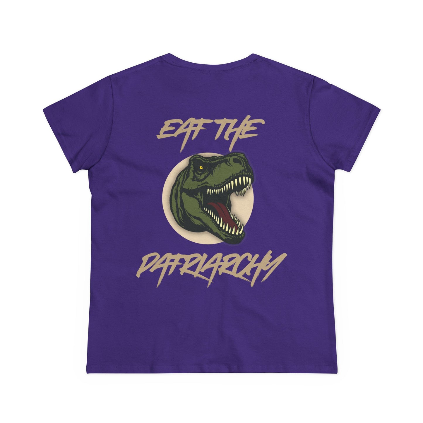 Eat the Patriarchy: Women's Midweight Cotton Tee with T rex 'Eat the Patriarchy' Design
