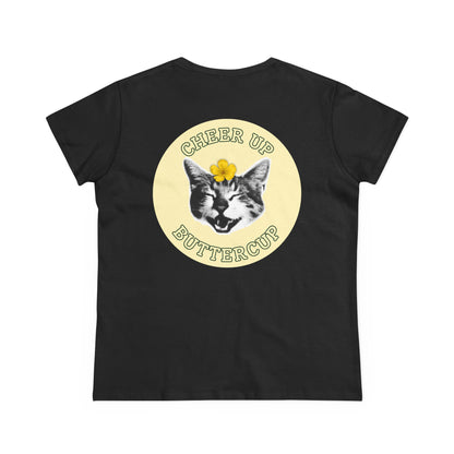Cheer Up Buttercup Cat Women's Midweight Cotton Tee