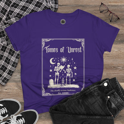 Tomes of Unrest Skeleton Bookstore Women's Tee