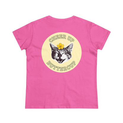 Cheer Up Buttercup Cat Women's Midweight Cotton Tee