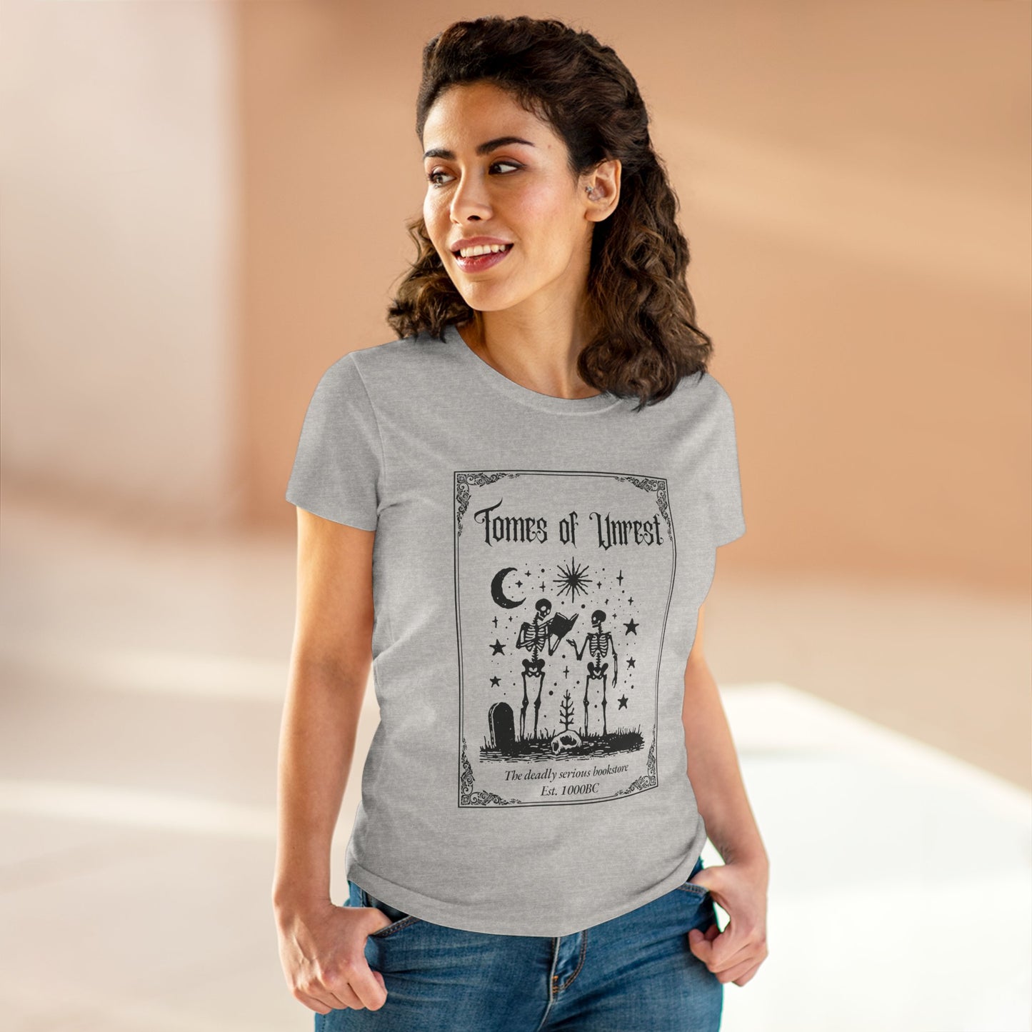 Tomes of Unrest Skeleton Bookstore Women's Tee