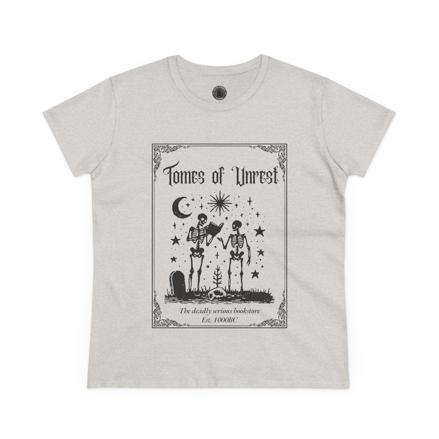 Tomes of Unrest Skeleton Bookstore Women's Tee