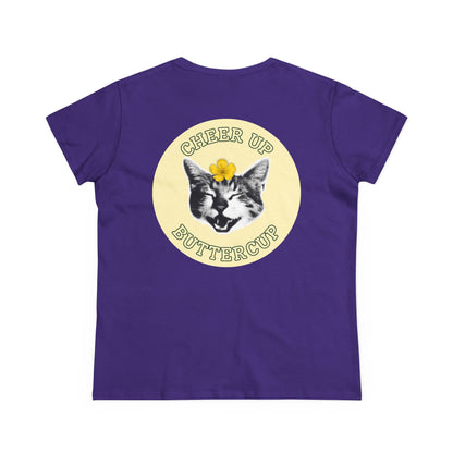 Cheer Up Buttercup Cat Women's Midweight Cotton Tee