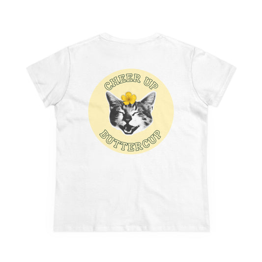 Cheer Up Buttercup Cat Women's Midweight Cotton Tee