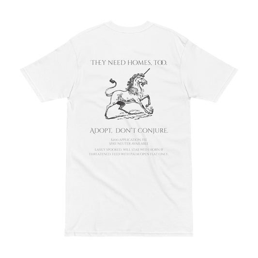 Adopt Unicorn Men's Heavyweight Tee - Adopt Don't Conjure Unicorn Tee, Animal Lover Gift, Eco-Friendly Fashion, Vintage Unicorn Art, Casual Streetwear