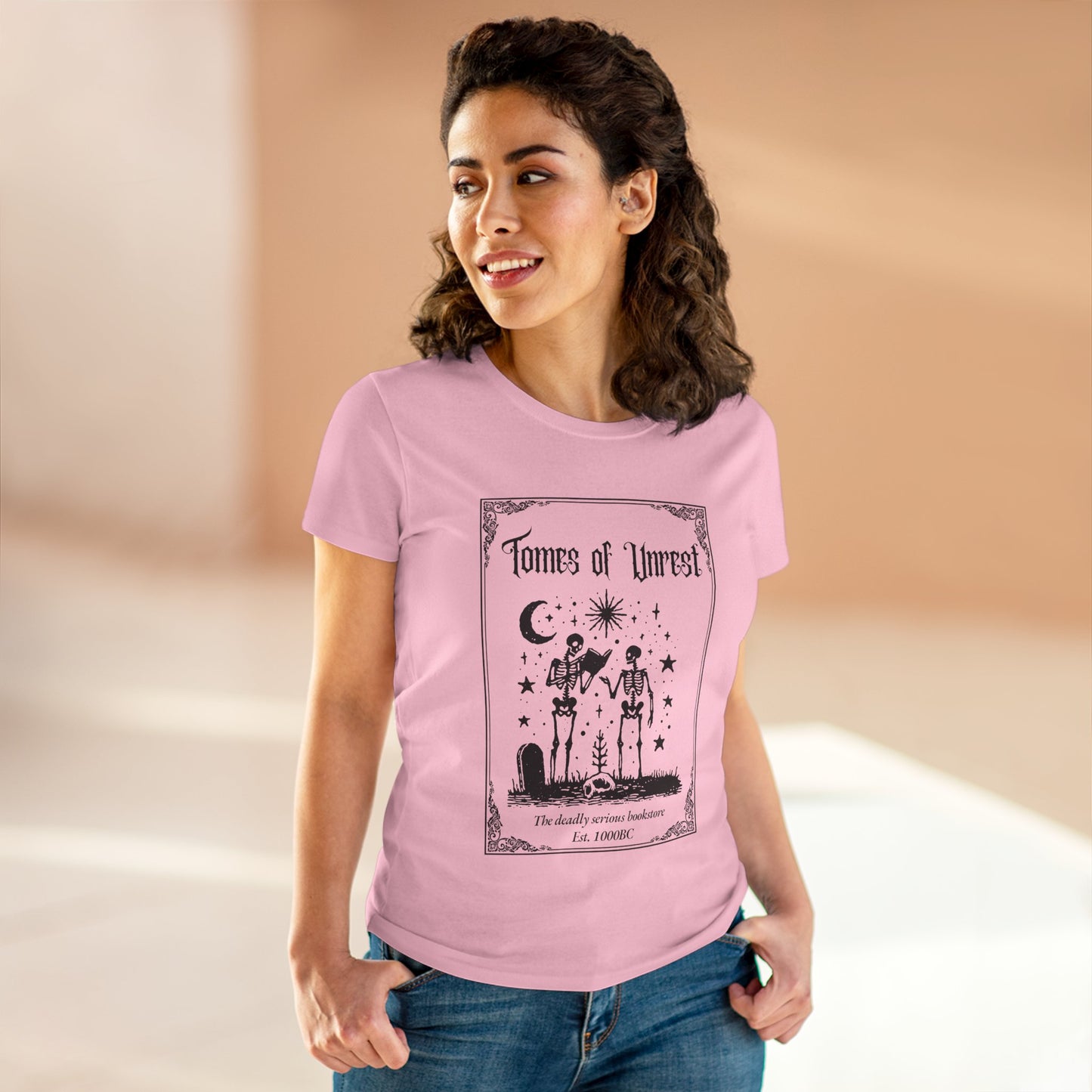 Tomes of Unrest Skeleton Bookstore Women's Tee