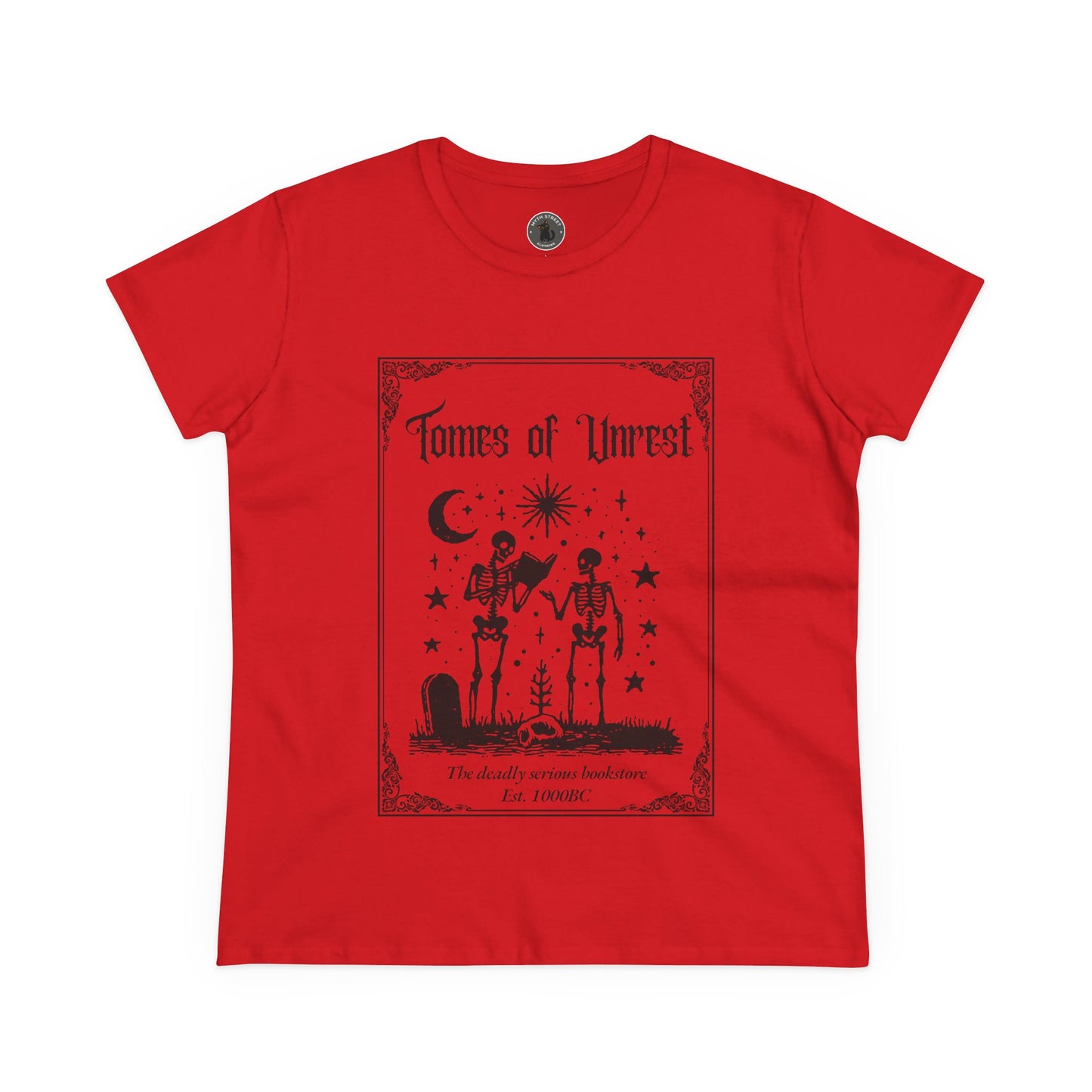 Tomes of Unrest Skeleton Bookstore Women's Tee