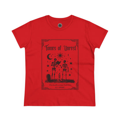 Tomes of Unrest Skeleton Bookstore Women's Tee