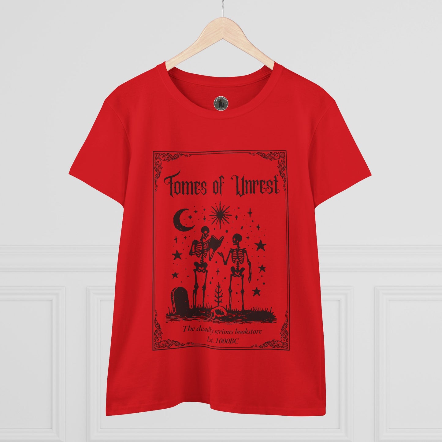 Tomes of Unrest Skeleton Bookstore Women's Tee