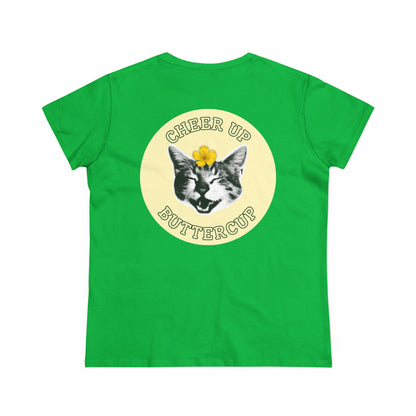 Cheer Up Buttercup Cat Women's Midweight Cotton Tee