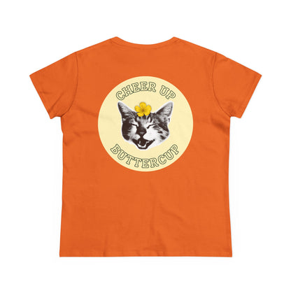 Cheer Up Buttercup Cat Women's Midweight Cotton Tee