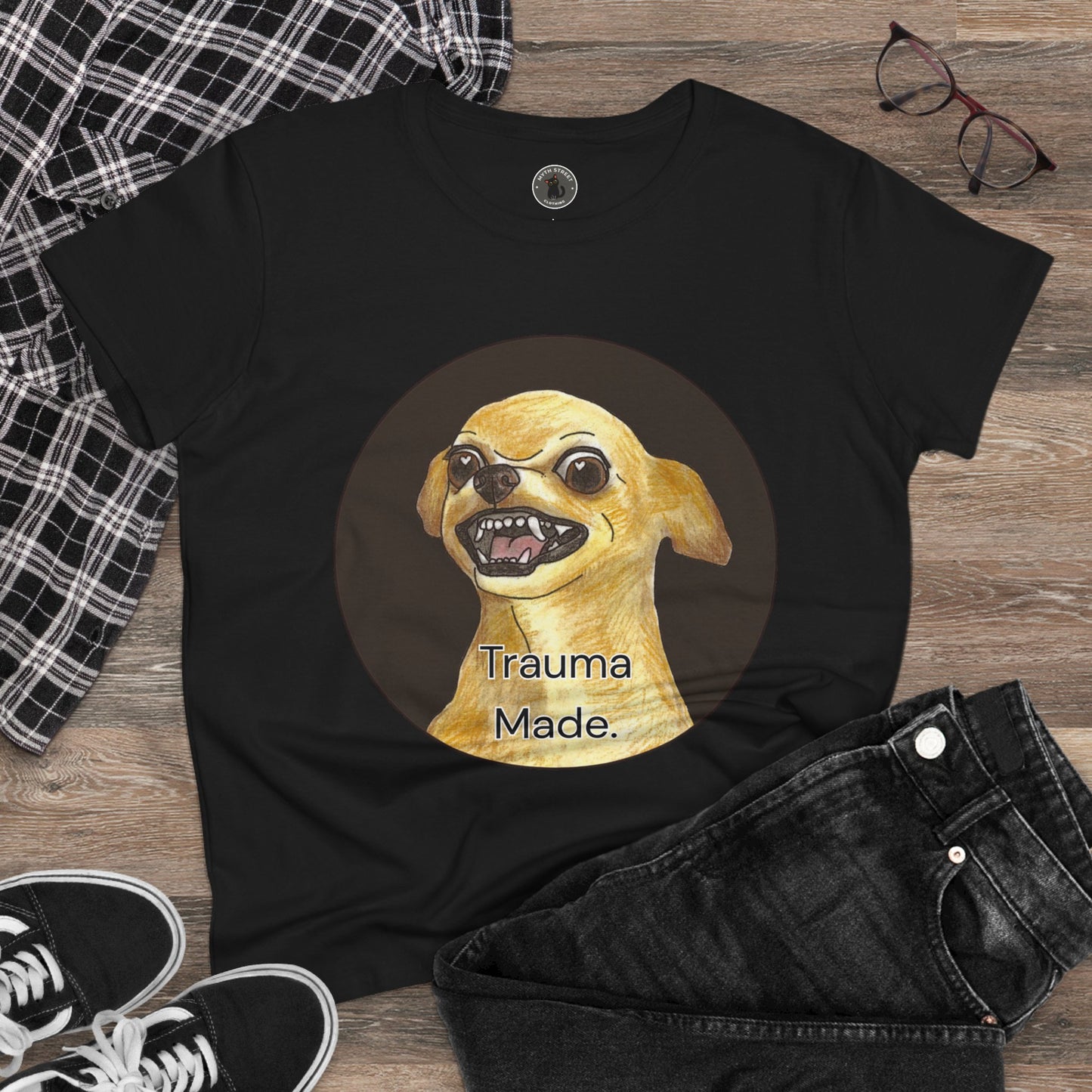 Women's Tee - Chihuahua 'Trauma Made' Growling Shirt