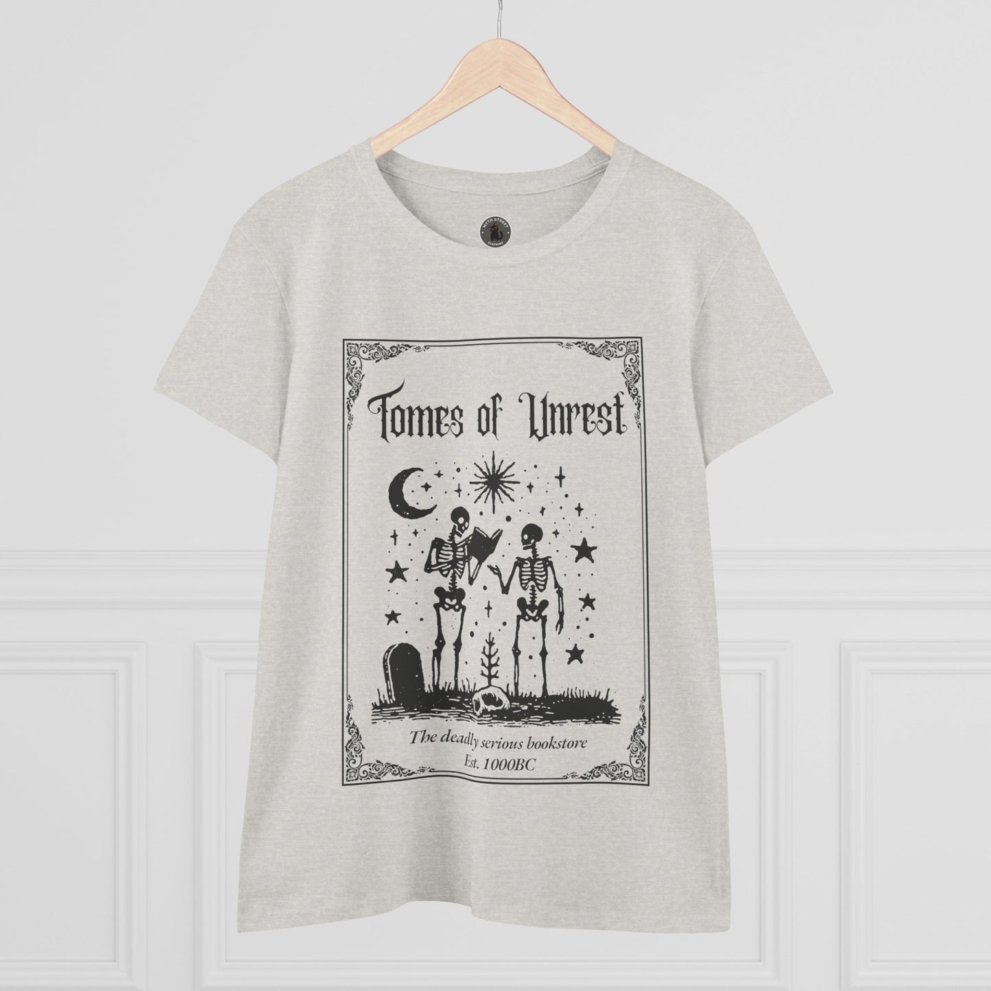 Tomes of Unrest Skeleton Bookstore Women's Tee