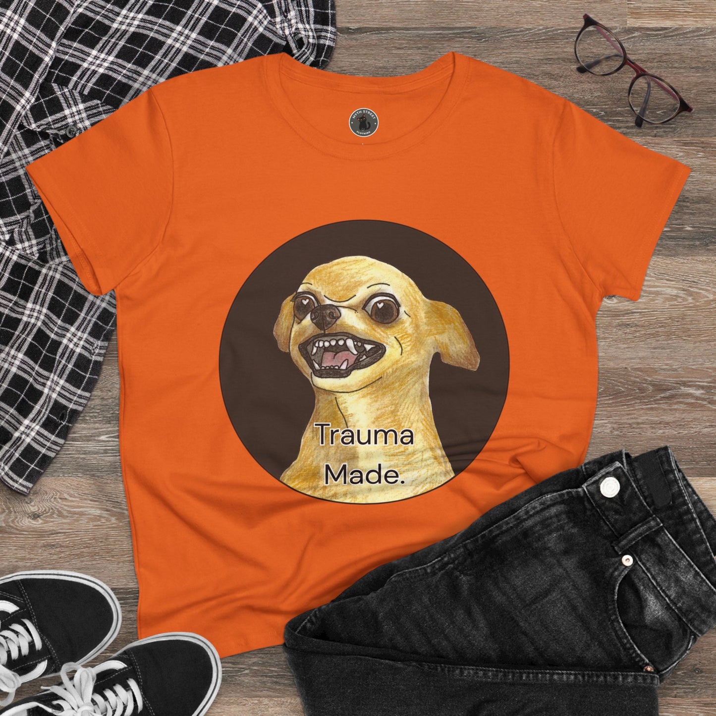 Women's Tee - Chihuahua 'Trauma Made' Growling Shirt
