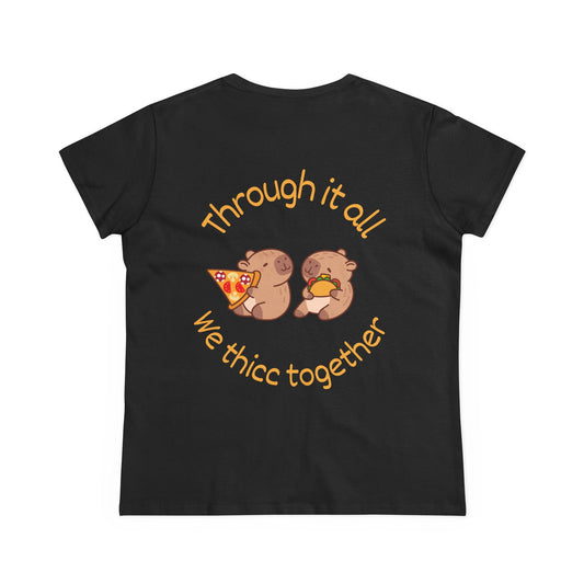 Capybara Friendship Shirt - Thicc Together Cotton Tee