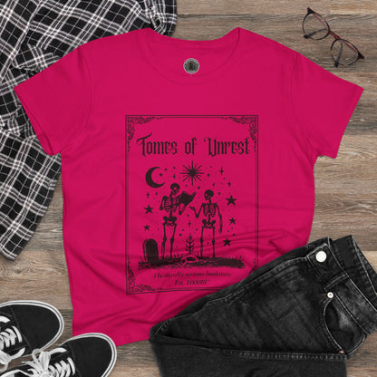 Tomes of Unrest Skeleton Bookstore Women's Tee