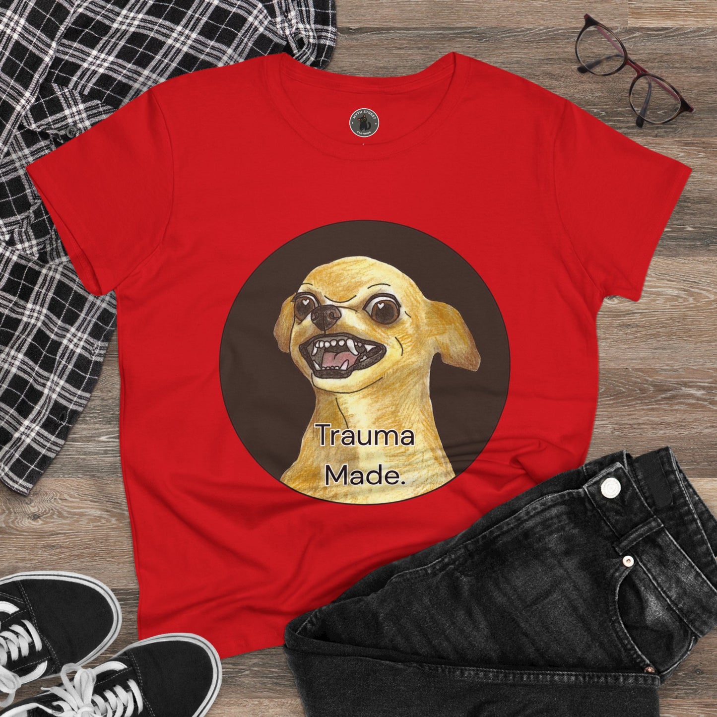 Women's Tee - Chihuahua 'Trauma Made' Growling Shirt