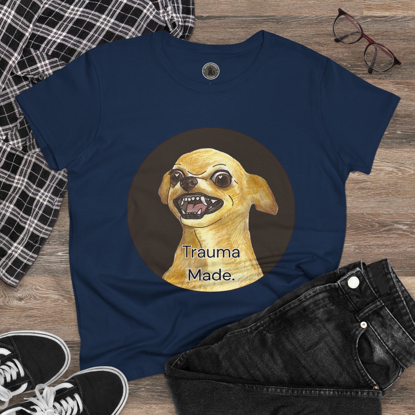 Women's Tee - Chihuahua 'Trauma Made' Growling Shirt