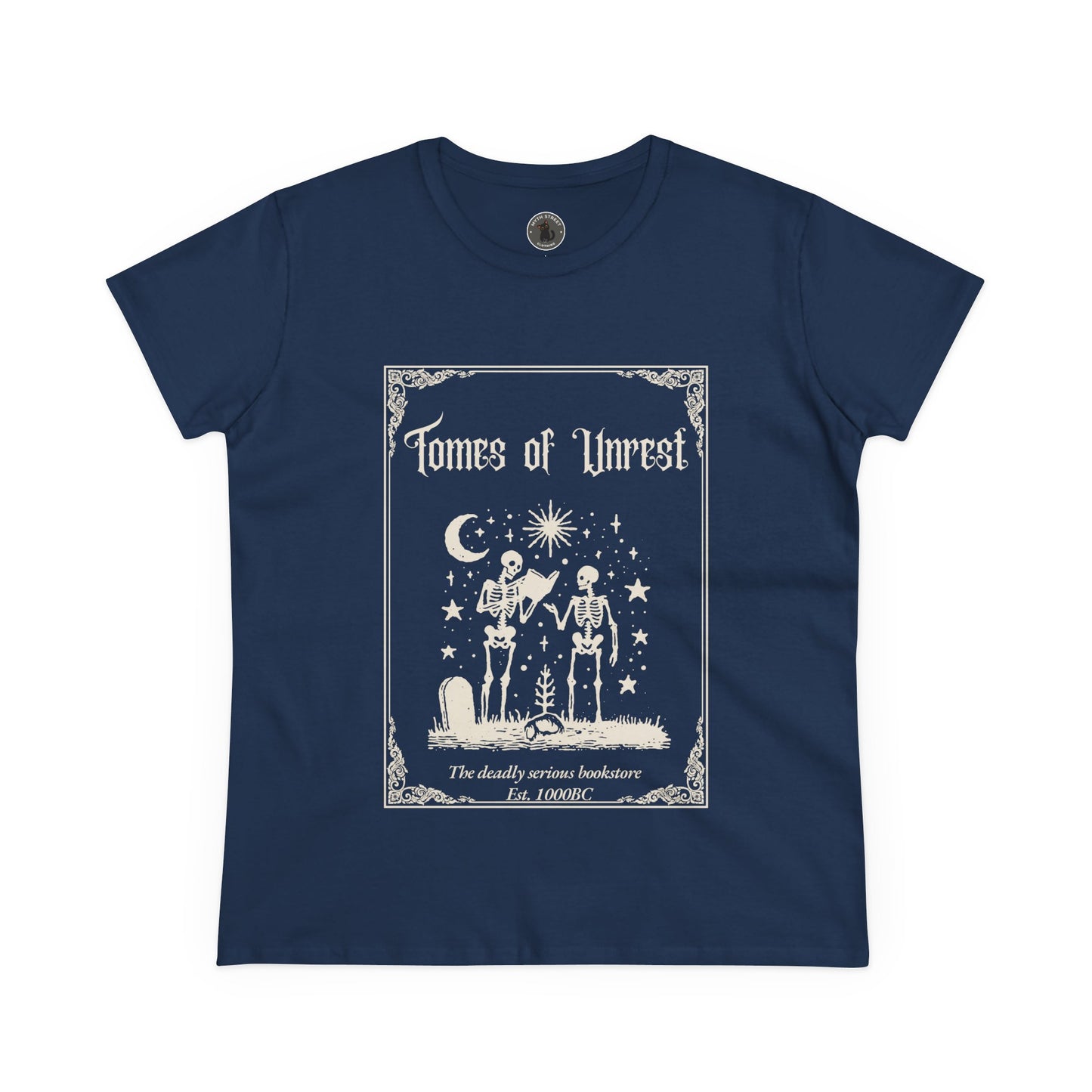 Tomes of Unrest Skeleton Bookstore Women's Tee