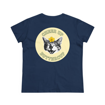 Cheer Up Buttercup Cat Women's Midweight Cotton Tee